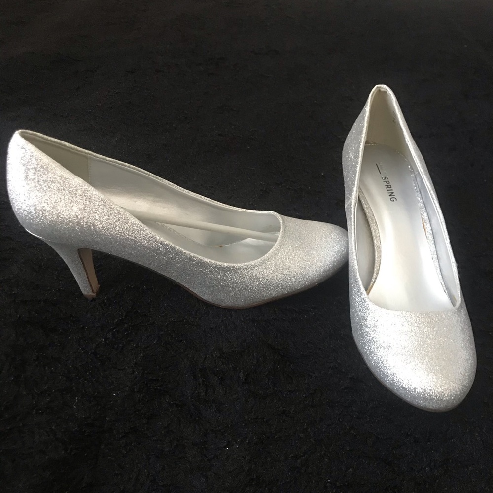 Silver glitter heels size 8